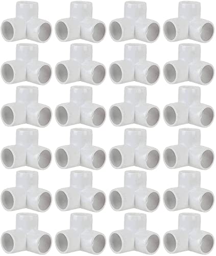 1 side outlet elbow - 24 Pack 3 Way PVC Fitting Elbow,1/2 Inch PVC Elbow Corner Side Outlet PVC Corner Fitting Tee, PVC Connectors 1/2 inch for Build PVC Furniture, Greenhouse shed Pipe Fittings and Tent Connection