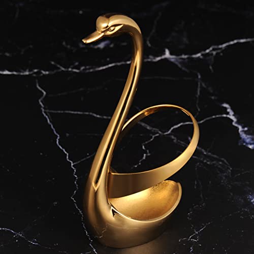Ansaw Gold Swan Base Holder Coffee Bar, Dining Entertaining Wedding Table Decorative (Size Small) #TOP4