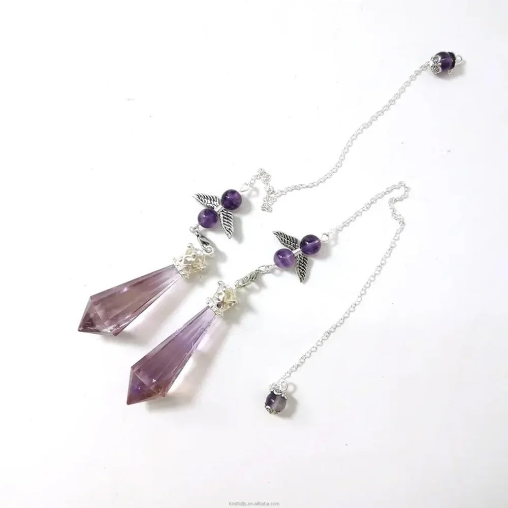 AtkitS Kristall Natürliche Kristall Pendel Facette Edelstein Pendulos Schmuck Anhänger Reiki Steine ​​für Heilung Wünschelruten Weissagung (Color : Amethyst, Size : 1PC)