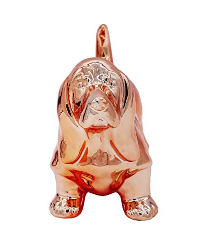 Nayothecorgi Basset Hound Dog Statue - Metallic Rose Gold Standing Ceramic Dog Statue - Decorative Dog Sculpture For Garden Or Home Décor - Basset Hound Dog Outdoor Statue - (10.5” X 4.0” X 6.0”) #TOP1