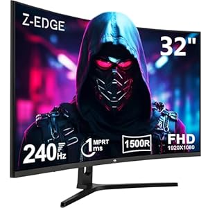 Z-Edge 32 Zoll Curved Gaming Monitor 240Hz 1ms MPRT Full HD LED Monitor, 16:9 1500R Curved Bildschirm, 280cd/m² Helligkeit, Freesync, DisplayPort 1.4 & HDMI 2.0