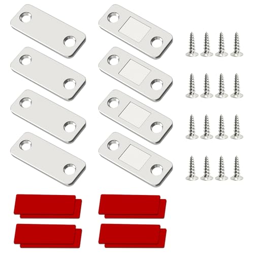 xiaoxiaozhijia 4 Piezas Imanes Puerta Armario,Cerradura Magnetica Puerta,Imán Adhesivo para Balcón,Cocina,Ventanas Cajones (4x1.6cm)