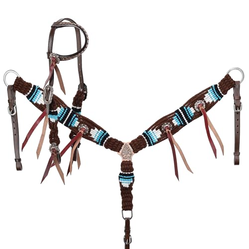 Showman Teal Hollow Mohair Single Ear Headstall & Breast Collar Set