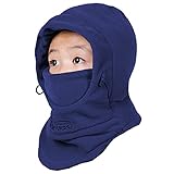 TRIWONDER Kids Fleece Balaclava Hood Ski Mask Cold Weather Face Mask Neck Warmer Winter Nose Warmer for Toddlers Boys Girls (Navy Blue)