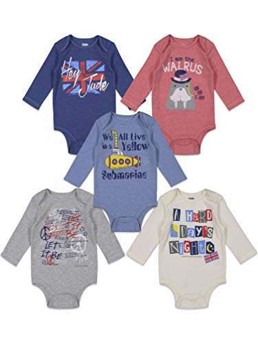Lyrics by Lennon and McCartney Rock Band Baby Boys 5 Pack Long Sleeve Bodysuits 24 Months