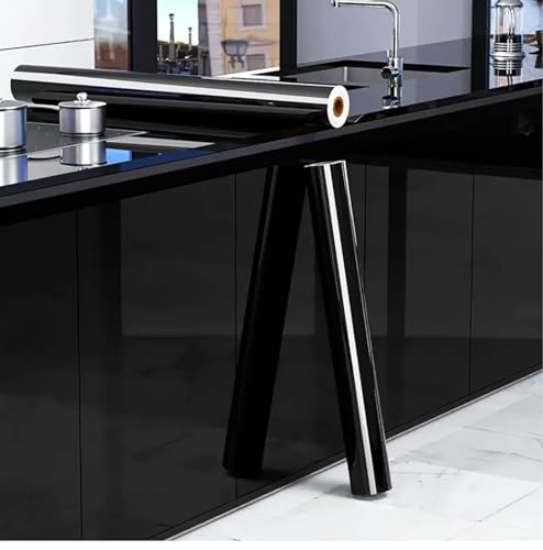 Image of HOME13 Self Adhesive Glossy Wallpaper Vinyl Stickers for Drawer and Shelf Waterproof Wallpaper for Table Top Kitchen (Black Glossy, 2 Feet BY 8 Feet)