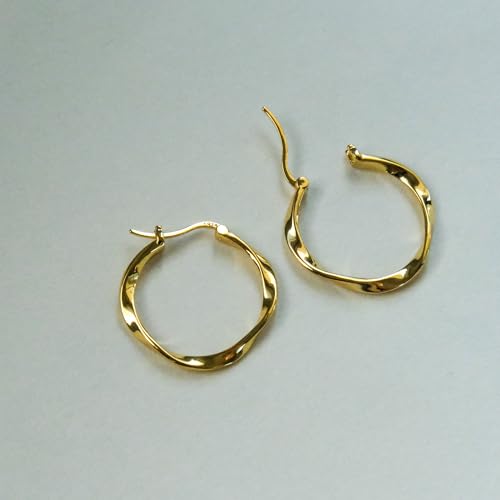 Twist Hoops | Medium 14K Yellow Gold | Braided Hoop Earrings | 1" 5