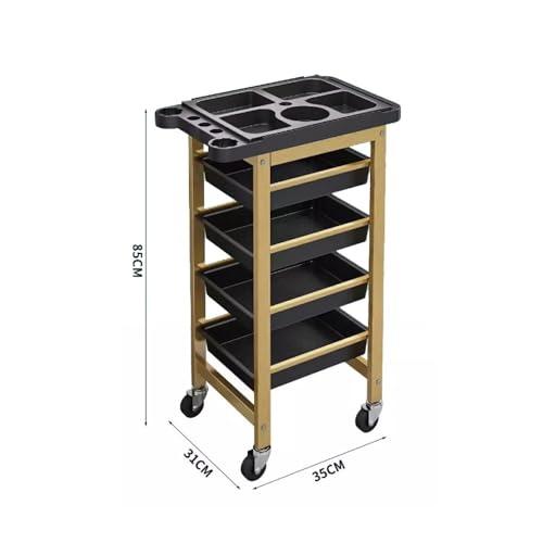 Chariot de salon coiffure avec support rangement outils noir - 3