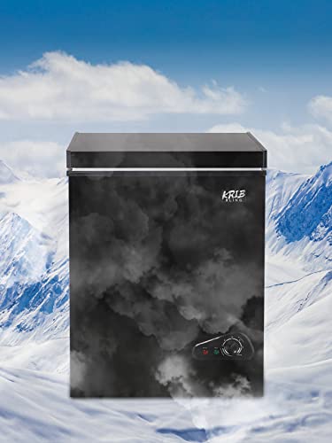 KRIB BLING 3.5 Cu.Ft Chest Freezer 7 Gears Temperature Control(-4°F to 6.8°F), Deep Compact Freezer with a Removable Basket, for Kitchen, Garage, Basement, Black