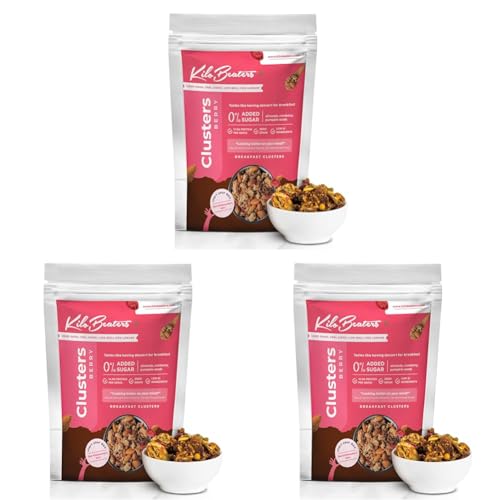 Image of KILOBEATERS High Protein Berry Breakfast Clusters for Fitness Enthusiasts And Weight Watchers, Zero Sugar & Zero Preservative - (1 Kg, Pack of 3)