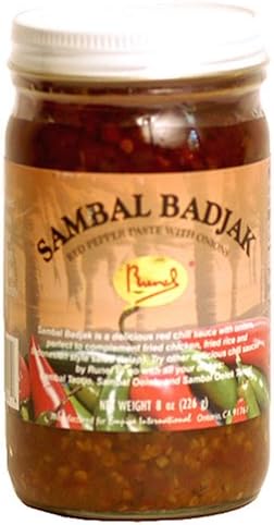 Runel Sambal Badjak - Red Pepper Paste With Onions, 8-Ounce Jars (Pack of 4)