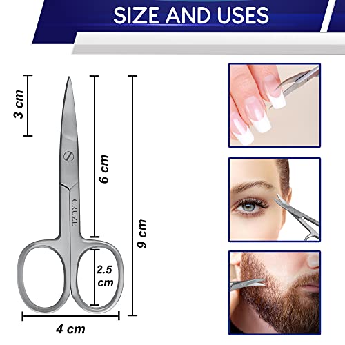 Cruze Nail Scissors – Cuticle Extra Fine Curved Scissors For Manicure, Eyelashes, Eyebrow, Toenail, Finger Nail, Nose Hair – Nail Tip Scissor For Grooming – Tijera #TOP3