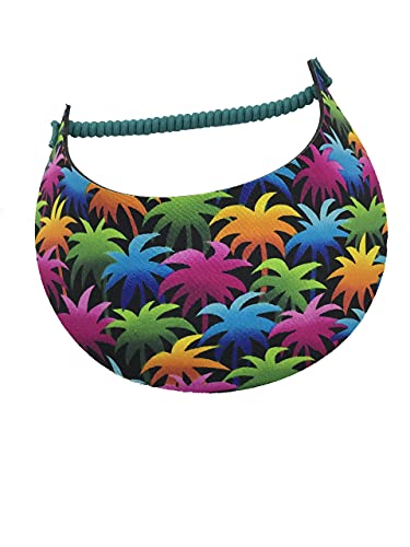 Pickleball - Fashion Fabric Foam Sun Visor for Women - Adjustable to Any Size Head - No Pressure & No Headache! | Multi-Color Palm Trees Design