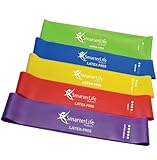 Resistance Bands for Legs and Butt - SmarterLife Latex Free Exercise Bands - Set of 5 Workout Bands for Stretching, Fitness, Physical Therapy, Home Workout - Extra Wide to Prevent Rolling