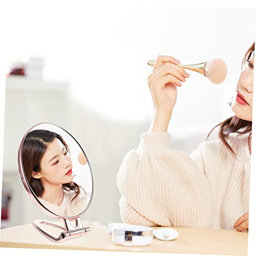 Espejo compacto doble cara color oro rosa portátil miniatura 7