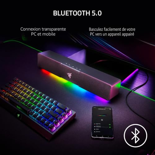Razer Leviathan V2 X : Barre de Son PC avec Pilotes de Gamme complète – Design Compact – Chroma RVB – Alimentation USB de Type C et Livraison Audio – Bluetooth 5.0 – pour PC, Ordinateur Portable, – vue 5