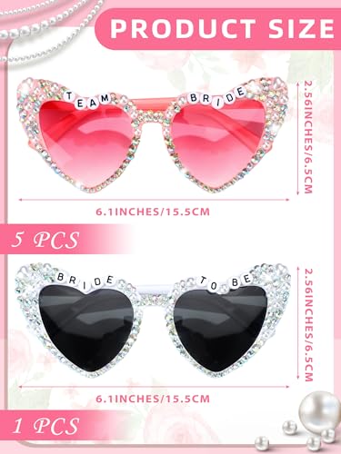 6 Pcs Bride Sunglasses Bachelorette Sunglasses Party Favors for Bridesmaids for Wedding Party Bride to Be Gifts2