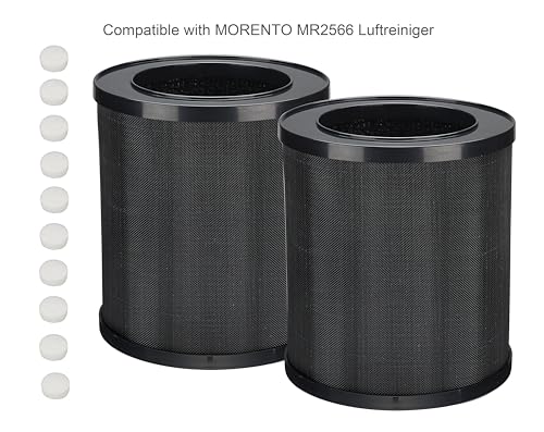 Supremery 2 x filtr zastępczy kompatybilny z oczyszczaczem powietrza Morento MR2566 i 10 wkładkami zapachowymi, filtr z węglem aktywnym 3 w 1 True HEPA i filtrem wstępnym