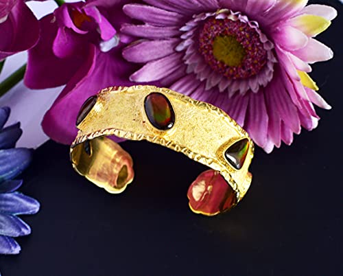 Ravishing Impressions Ammolite Gemstone 925 Sterling Silver Cuff Bangle Gorgeous Designer Jewellery For Girls #TOP2