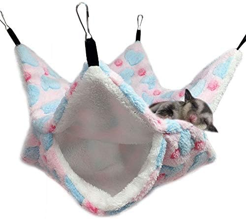 Oncpcare Small Pet Cage Hammock, Bunkbed Sugar Glider Hammock, Guinea Pig Cage Accessories Bedding, Warm Hammock for Parrot Ferret Squirrel Hamster Rat Playing Sleeping