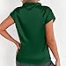 Women's Bow Tie Mock Neck Cap Sleeve Satin Shirts Blouses Office Ladies Elegant Dressy Business Casual Work Tank Tops Blackish Green