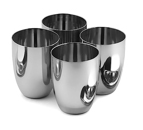 Image of Ajay's Shoppe Stainless Steel Water Glass | Unbreakable Heavy Gauge Steel Glass for Drinking and Serving Water, Cold Drink & Juice Kullad Shape Glass (4 Pcs)