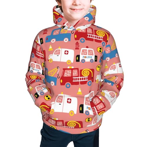 Cartoon with Traffic Elements Kids Pullover Hoodies Boys Sweatshirts Girls Athletic Clothes with Pocket2