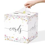 JCTHKUKU Wildflower Card Box for Wedding, 8.7' Floral Card Box for Reception, Graduation, Bridal Shower, Baby Shower, Birthday, Anniversary, Garden Party Decorations