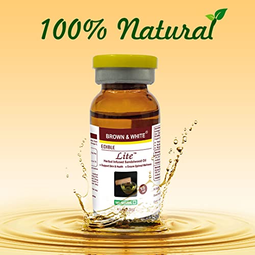 Brown & White Edible Sandalwood Oil With Olea Europaea Extracts (Lite), Vegetarian - 15 Ml #TOP3