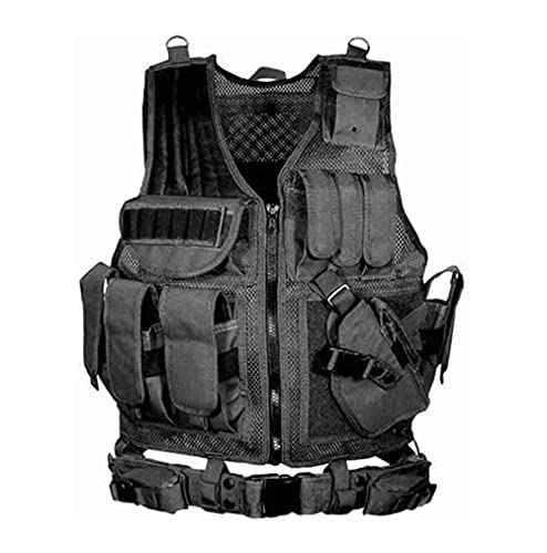 N / A Herrväst Militär Taktisk Väst, Elite Series Taktisk Väst Justerbar, Utomhus Camping Jakt Fiske Vandring Airsoft War Game, BK, 58 * 40 * 11 cm