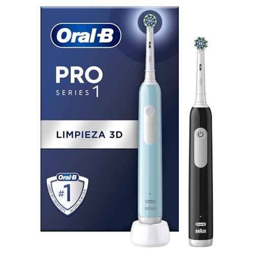 Oral B Pro Series 1 Cepillos de Dientes Eléctricos con Mango Recargable + 1 Base, Diseñado Por Braun, Regalos Originales para Mujer y Hombre   Azul Y Negro