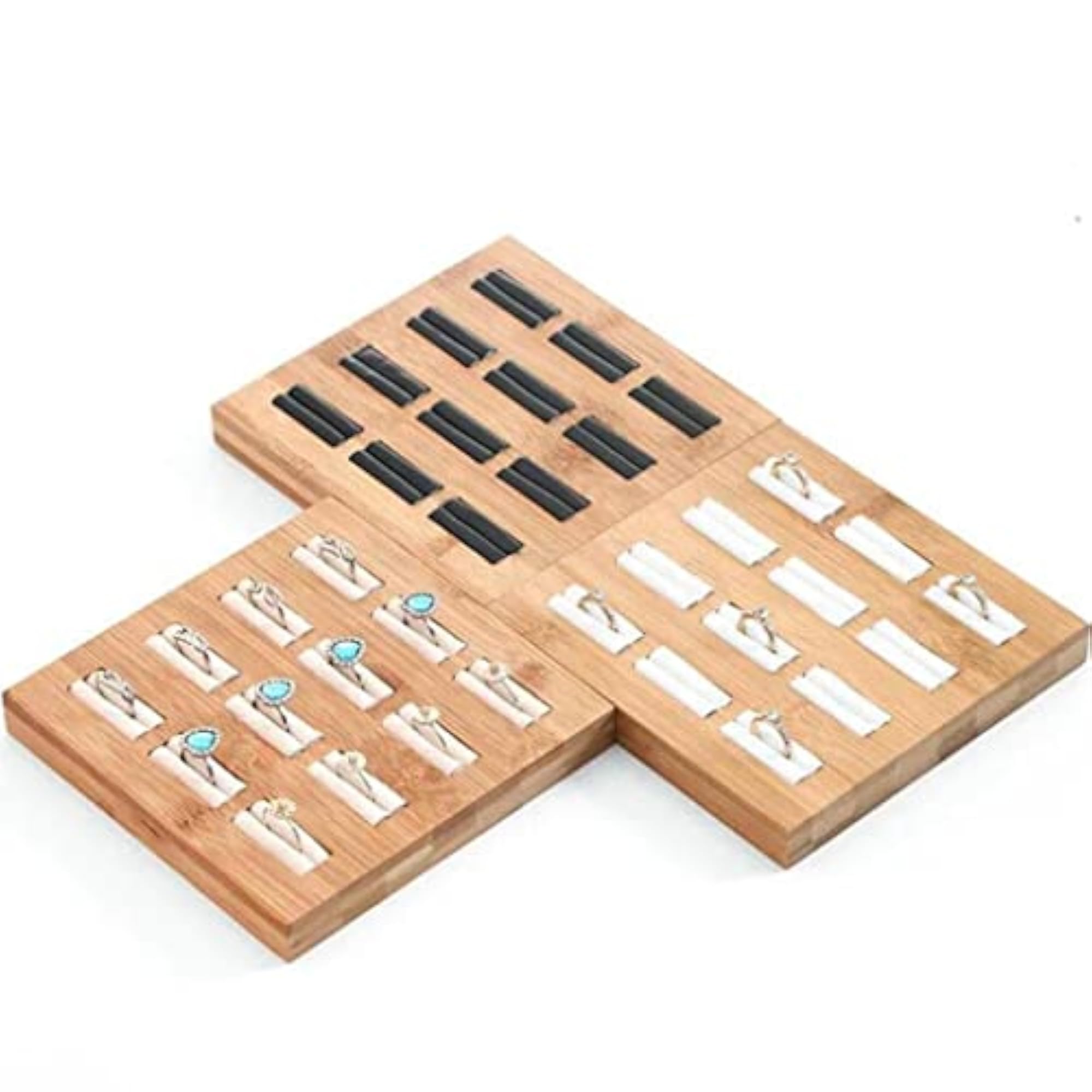 Wooden Earrings Rings Display Tray Organizer Holder