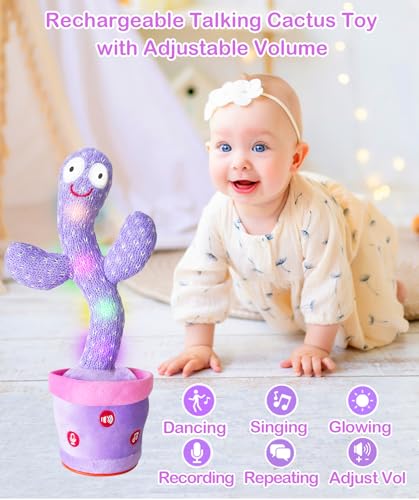 Image of Dancing Talking Cactus Toy Mimics Back, Interactive Singing Mimicking Cactus Baby Toy That Talks Back, Upgraded Safe Plush Eyes Baby Toys 6-12 Months, 1 Year Old Girl Gifts, Baby Girl gifts