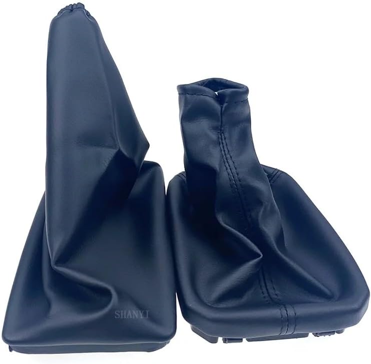 Car Gear knob 5 Speed Manual Gear Shift Knob Leather Gaiter Boot Cover Handbrake Case Replacement for OPEL for Corsa C (01-06) for TIGRA B (04-12)(Gear Shift Frame)(Handbrake 2Pcs)