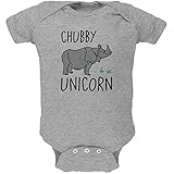 Rhino Chubby Unicorn Doodle Soft Baby One Piece Heather 3-6 M Grey