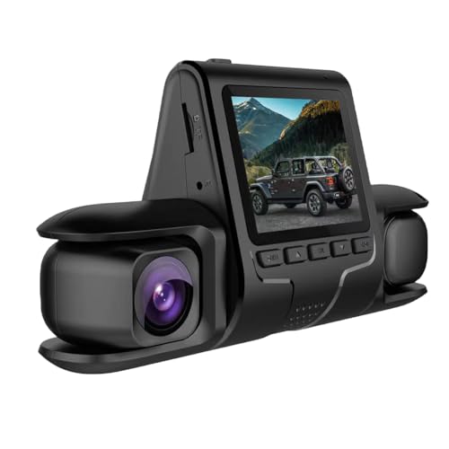Fiorky HD 1080P Grabadora de conducción de vehículos Detección de Movimiento Cámara de Video automática Sensor G Monitor de estacionamiento Grabadora de Video Fora automóvil de 3 Lentes Grab