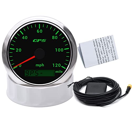 Kaolali 85Mm 3-3/8"Gps Speedometer Gauge 0-120Mph Boat Mph Speedometer Waterproof Marine Speed Odometer Lcd Indicators With 7 Colors Backlight Fit For Car Truck Motorcycle 9-32V #TOP6