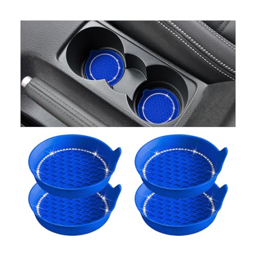 Juego de 4 posavasos de silicona para carro, azul miniatura 1