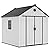 YITAHOME 7.3 x 7.3 ft Outdoor Plastic Storage Shed with Floor, Waterproof Garden Shed with Lockable Door, Windows & Vents, Plastic Tool Storage for Patio Furniture, Lawn Mower, Bike Storage