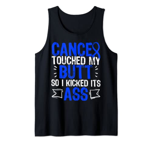 Colon Cancer Survivor Funny Gag Gift Colectomía Cinta Azul Camiseta sin Mangas