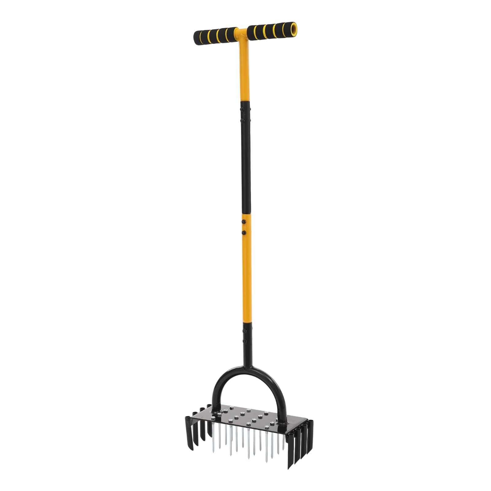 Aireador manual 2 en 1 para césped, aireador para césped, aireador con 16 puntas, 8 núcleos, escarificador manual, escarificador, pájaro carpintero para césped, airear el cuidado del césped