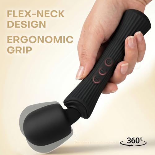 Image of IPX7 Waterproof Silicone Handheld Massager, Black