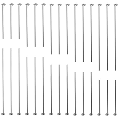TOAOB 500 Stück Edelstahl Flachen Kopfstifte 20mm bis 50mm Nietstifte Kettelstifte Prismenstifte Silberton für DIY Schmuckherstellung