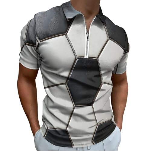 Polo football homme grande taille à col zippé noir pour l'été