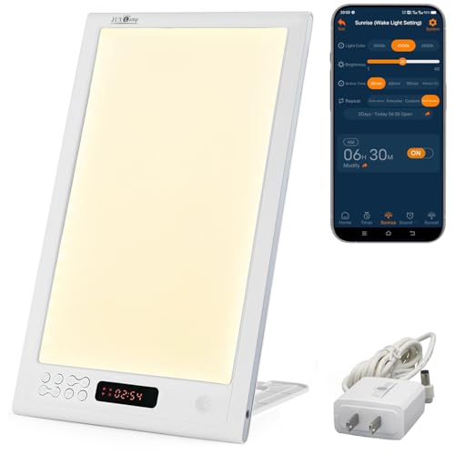 Light Therapy Sunrise Wake-up lamp APP Control Light Alarm Clock UV-Free 3 Color 12000lux Full...