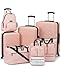 Calvin Klein Women's Hard Side Upright Luggage Spinner Light Weight Suitcase, Mellow Rose, Medium