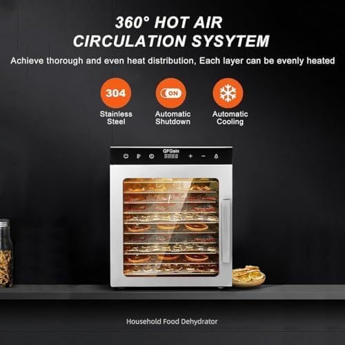10/12 Layers Commercial Freeze Dryer - 1000W Food Dryer for Fruit, Vegetables, Meat & Seafood, Adjustable Temperature, 10 Layers