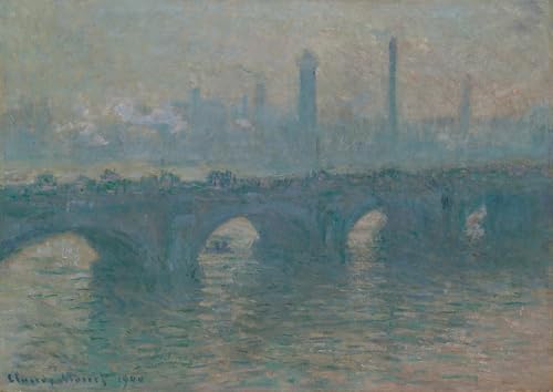 FIKAGXQGT Pinturas Murale Modernos Cuadro Pintura Sobre Lienzo Vintage Puente de Waterloo Clima gris de Claude Monet para la Decoración del Hogar del Dormitorio 60x90cm