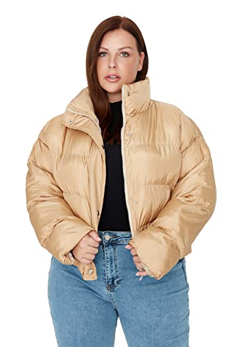 Manteau doudoune pour l'hiver urbain veste matelassée couleur vison coupe confort grandes tailles
