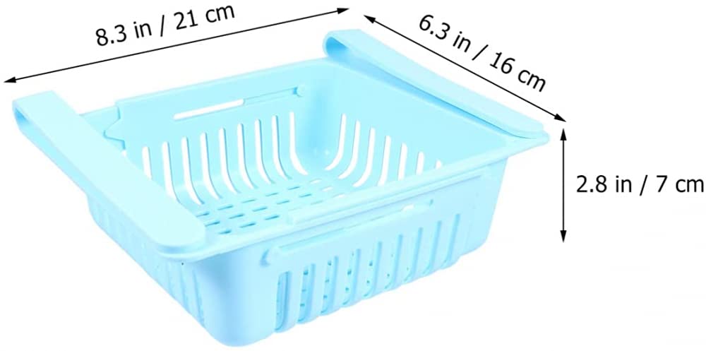 3 Estantes De Almacenamiento De Nevera Expandibles Organizador De Cajones De Nevera Caja De Almacenamiento De Nevera De Cajón Retráctil-Blue